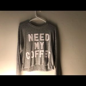 Cropped long sleeve coffee tee